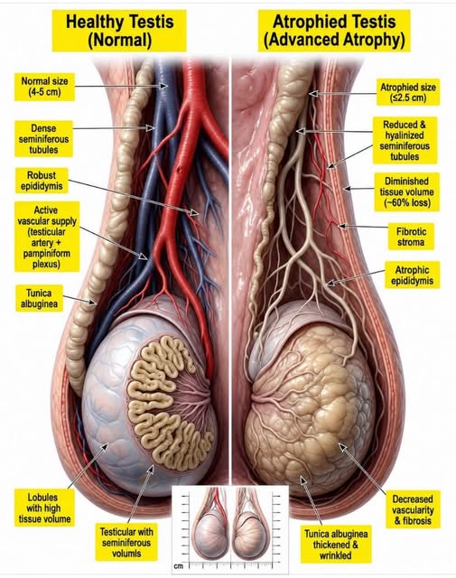 DrSachita's tweet photo. क्या टेस्टिस एट्रॉफी (#testicular_atrophy) को पहचान सकते हैं !
यह मेडिकल इन्फोग्राफिक एक स्वस्थ (Healthy) टेस्टिस और एट्रॉफी (Atrophied) टेस्टिस के बीच का अंतर दर्शाती है ।
https://t.co/qojfEdTsrH https://t.co/YcDHh4pOJL