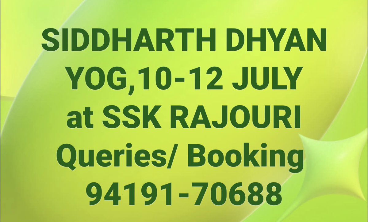 oshoshivam's tweet photo. SAMARTHGURU DHARA, Invitation for Siddhartha Dhyan Yog Camp 10-12 July at Rajouri 
For Queries/ Booking Call 94191-70688, 94191-72076.
🕉 OSHO Namah!
https://t.co/JTCNOHWAZe https://t.co/3X2IMyoeZS