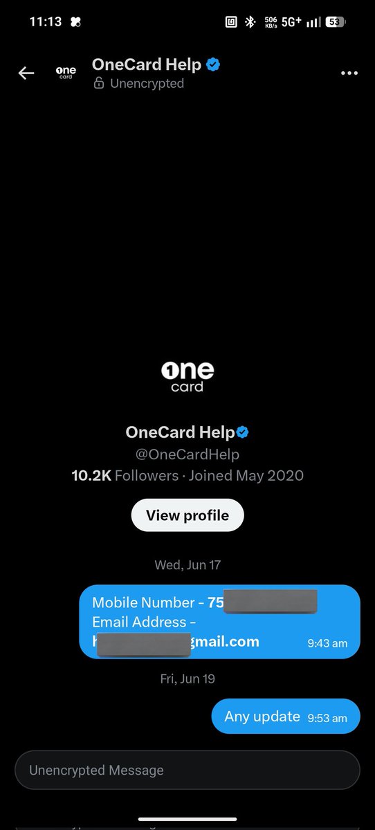 iamahi07's tweet photo. @OneCardHelp @OneCard_App @getonecard Sent my details in DM on June 17th and followed up as well, but no one is responding! My application is stuck for 2 years and now customer support is also ignoring. Please look into this urgently and reset my profile! https://t.co/2Qk4sW7UAn