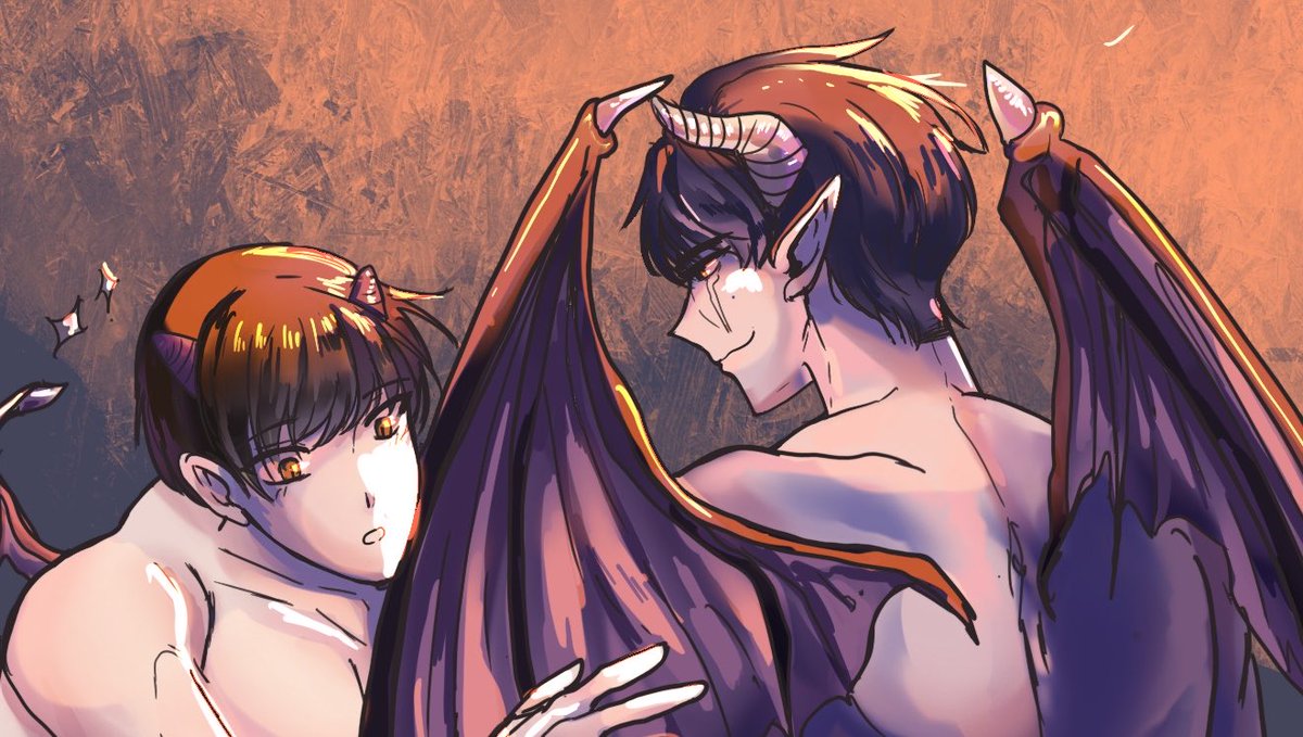projectCYOA's tweet photo. Still on my smol winged Incubusja Era! Incubusja admiring his hubby Demon King SP’s big beautiful wings compared to his smol ones. There’s a thread fic that I am working on slowly. Will put on blast when I am done 🫡 

See his story in my 📍 pinned !
#plotja #projectcyoa https://t.co/jB6dfgLedO
