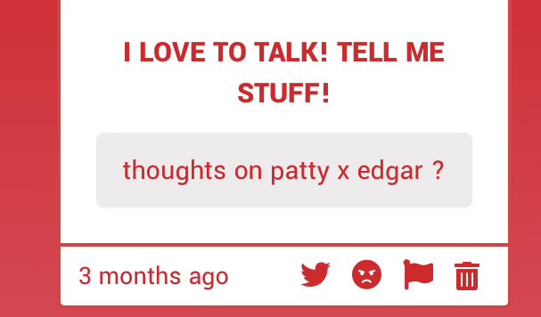 fabudivalicious's tweet photo. Not a damn clue how you managed to send it when I removed it from my bio but I guess they’re ok honestly I’m not a really big edpat liker ( I hate every g5 survivor who is not Patricia) but there were too many haters in that fandom so I Had to respect it at least https://t.co/agyax1gAIr