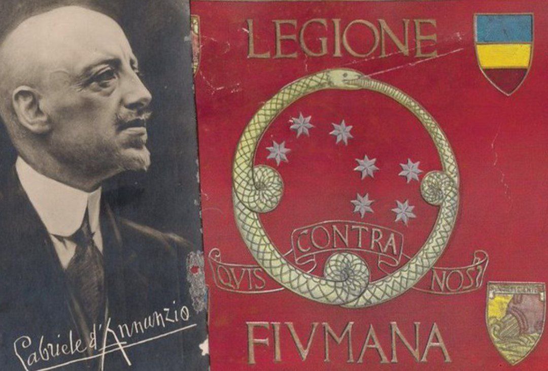 EuroAction's tweet photo. “This flag of Fiume does not speak, it commands: from the depths of time, it commands the future, like the gesture of this returned leader, like the bronze of Alessandro del Cavallo. Immobile as armor, its banner is the will, the entire will of the free people.”

- Gabriele D’Annunzio