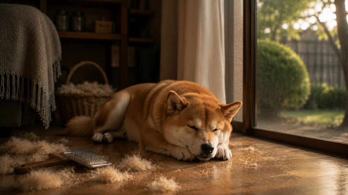 TheShibaCode's tweet photo. Every spring, we brush until we think there's nothing left.

Then another handful appears.

I've stopped trying to win the battle against the fur. Maybe that's the lesson my Shiba has been teaching me all along.

https://t.co/smVgtrokVw

#ShibaInu #Shiba #BlowingCoat https://t.co/McFAVQnuIL