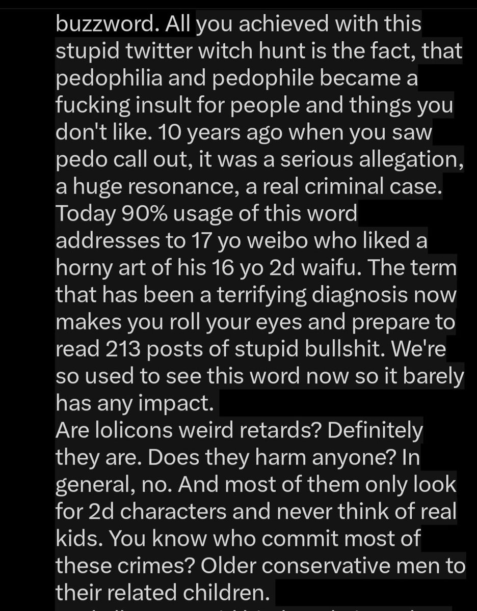 morepisek's tweet photo. @RatioTax @thecompanion124 @grapejelly_ch @quiter44 @0901fw @CatReviewer Pedophilia is about harm. When you call something that is really harmful and destroys hundreds of lifes daily the same word as something weird and, for sure, icky, but not involving any victim, you not make second thing seem more serious, you make the first thing a buzzword. https://t.co/65jpvEBCdC