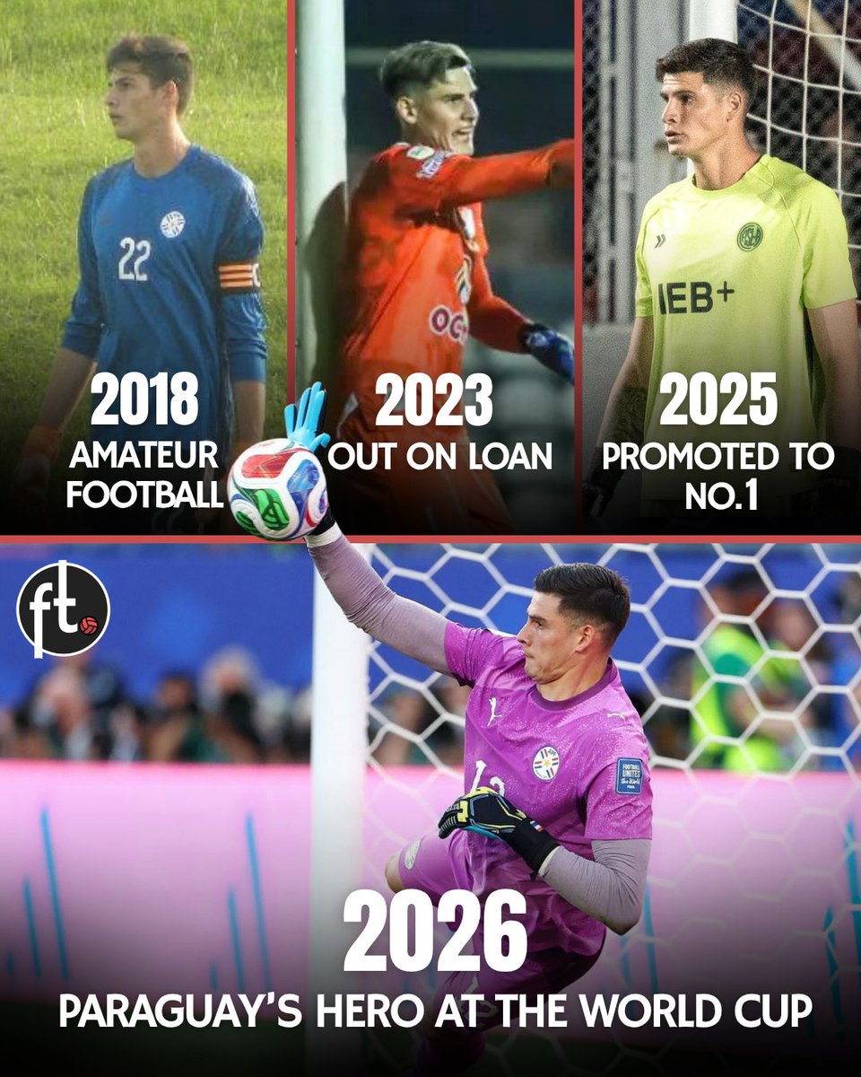 Footballtweet's tweet photo. 🇵🇾❤️ Paraguay goalkeeper Orlando Gill deserves his moment.

In 2018, Gill was playing amateur football, chasing a dream that at times seemed impossible. Even as recently as last year, he was only the back-up goalkeeper at San Lorenzo de Almagro.

Now, the 26-year-old represents Paraguay at the World Cup as their No.1 - a remarkable rise for a player whose career has been built on resilience and sacrifice.

The road to the top was anything but straightforward. Standing nearly 2m (6ft 6in) tall, Gill struggled to earn the trust of clubs in his homeland, eventually leaving Paraguay for Argentina in 2024 in search of an opportunity. Off the pitch, life was even tougher. His family endured serious financial hardship, with his wife revealing after his international debut that Gill had sold some of his football equipment just to help put food on the table. At the same time, the couple's young son was fighting for his life, making every setback feel even heavier.

Fate finally intervened when San Lorenzo attempted to sign Keylor Navas but were unable to complete the deal because of financial difficulties. With no new goalkeeper arriving, manager Miguel Russo turned to Gill. He seized the opportunity with both hands, producing a string of impressive performances that earned him the club's No. 1 shirt - a position he has never relinquished.

His outstanding form led to a call-up for Paraguay, where he made his international debut in the nation's historic World Cup qualifying victory over Peru in Lima. For Gill and his family, it was the culmination of years of sacrifice, perseverance and unwavering belief. From selling his gear to survive to standing on football's biggest stage, Orlando Gill's journey is a testament to never giving up on your dream.
