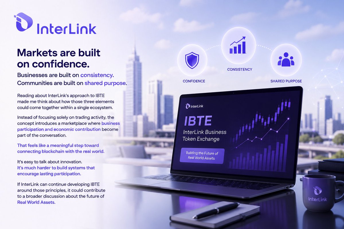 Manicharan2439's tweet photo. Markets grow through confidence businesses succeed through consistency,and communities thrive with shared purpose.InterLink's IBTE connects blockchainwith real world value,creating opportunities for sustainable participation and future ready digital assets.
#Interlink #ITLG #ITL https://t.co/emGAiXGCkz