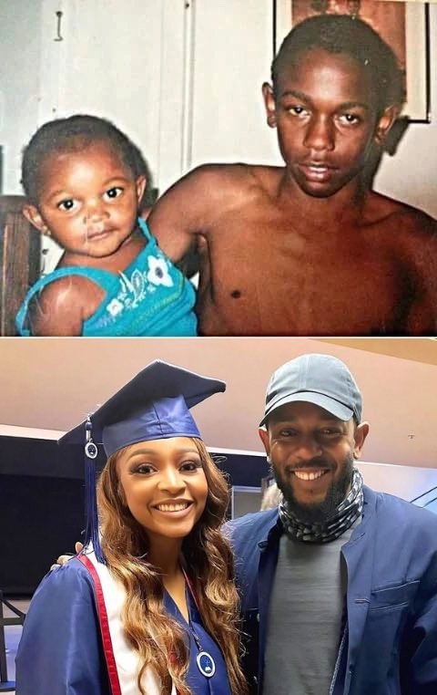 TheForgexx's tweet photo. Kendrick Lamar and his younger sister, Kayla, then and now. ❤️ https://t.co/he2n4HHPPX