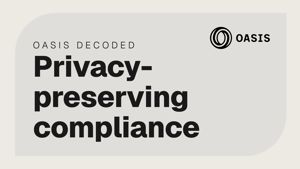OasisProtocol's tweet photo. 1/ Decoded: Privacy-Preserving Compliance

The assumption is that compliance and privacy are opposites. If a regulator can audit, the user is exposed. If the user is private, the regulator is shut out. Neither is true. Compliance is a verification problem, not a surveillance one. https://t.co/QZzGDGlJHC