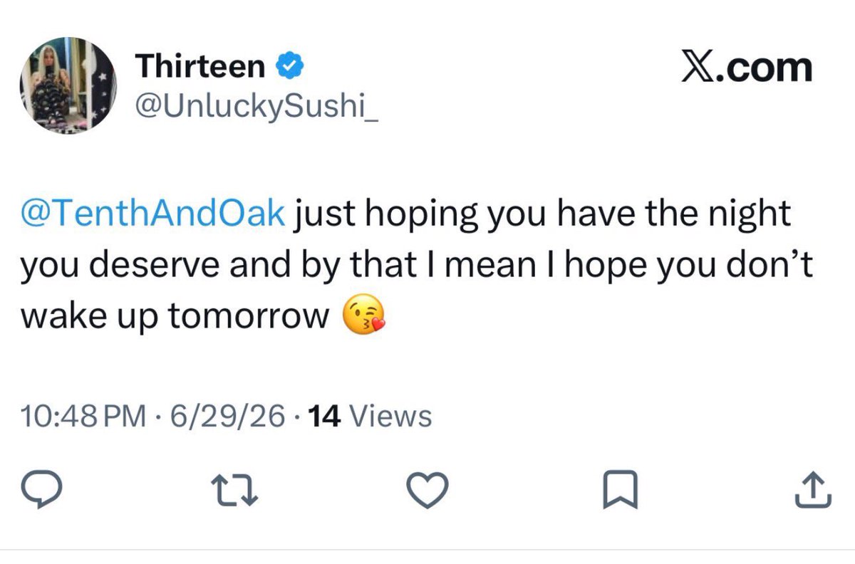 TenthAndOak's tweet photo. @machinegunkelly A death wish is still a death wish. Telling someone you hope they “don’t wake up tomorrow” isn’t clever or funny. It’s crossing a line, no matter who the target is. This is another death wish from the Machine Gun Kelly EST fan base🍦

@HippyHawking @machinegunjules
@claraxx4life @MGKSBESTIE @Mgck10257
@MelliHeart_ @AllThingsKells @mxddiegunkelly
@mgkspressure @machinegunkelly
@DeeGlazer @slimxx @sophieguitar_ @jpfromcle @AP @Reuters @TaylorLorenz @kattenbarge @rebexxxxa @CharlieWarzel @oneunderscore__ @katie_notopoulos @RyanBroderick @BrandyZadrozny @Donie @AshleighVeV