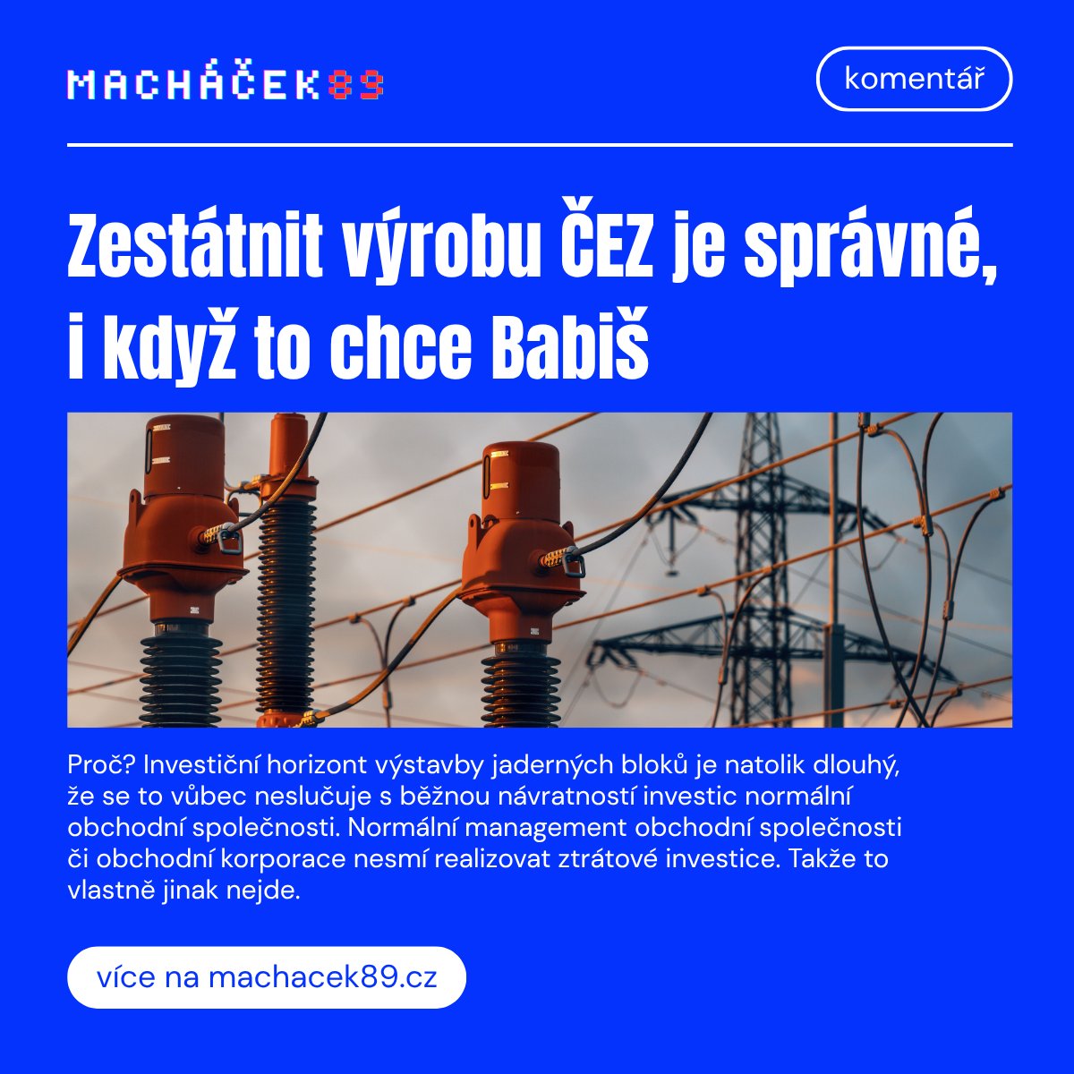 JanMachacek89's tweet photo. Harmonogram zestátnění ČEZ je skoro to jediné, co tato vláda dělá správně. Ano, se státními firmami nebývá dobrá zkušenost. Ale s polostátními, kde management vydělává řádově víc než premiér, také ne. To je pak totiž namístě otázka, kdo ve státě vládne.

https://t.co/udAOnhkinE https://t.co/r1ynUYhTdA