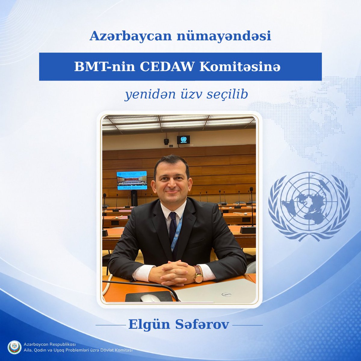 AileQadinUsaq's tweet photo. 📌Azərbaycan Respublikasının təmsilçisi yenidən BMT-nin CEDAW Komitəsinin üzvü seçilib

🖇️https://t.co/F9N9UqtKW0 https://t.co/SowNeVlDtJ