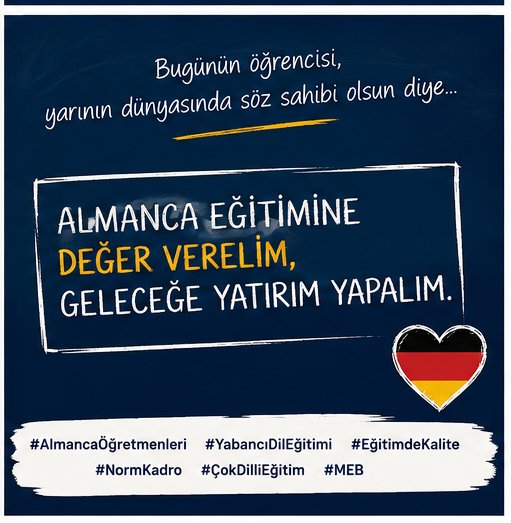 Derya260614's tweet photo. Almancasız olmaz,  olamaz...Eksik kalır. Eğitimde kalite çoklu dille mümkündür. Dersimizin tekrar zorunlu dersler arasına girmesini talep ediyoruz. Lütfen duyun sesimizi 
#AlmancaÖğretmeniVarDersYok
@cengizmete
@ebubekirsavasci
@cemgencoglu
​@tcmeb 
@Yusuf__Tekin
@farukyelkenci https://t.co/aR6jefuc0w
