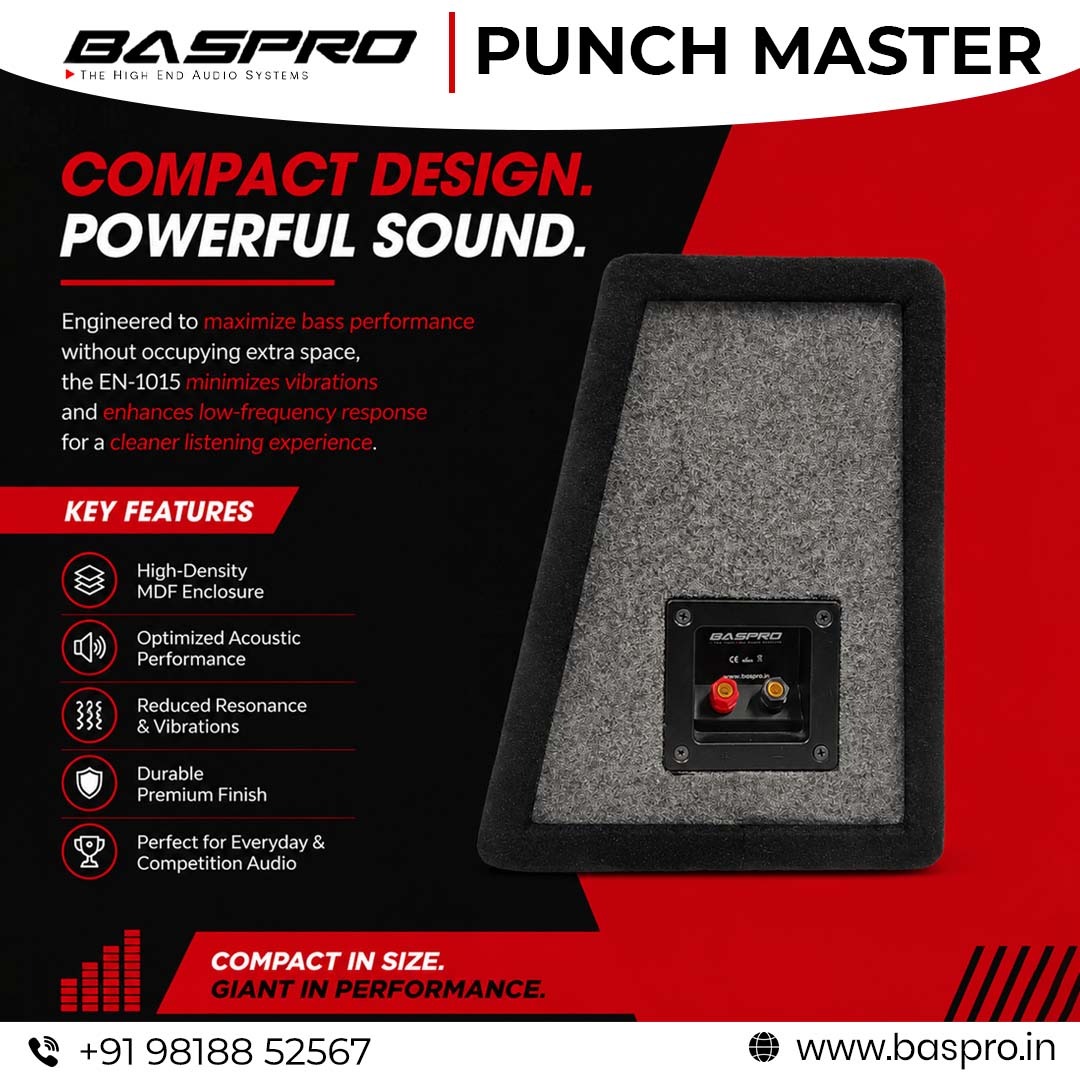 baspro_india's tweet photo. 🔊𝐄𝐱𝐩𝐞𝐫𝐢𝐞𝐧𝐜𝐞 𝐏𝐨𝐰𝐞𝐫𝐟𝐮𝐥 𝐁𝐚𝐬𝐬 𝐰𝐢𝐭𝐡 𝐁𝐀𝐒𝐏𝐑𝐎 𝐏𝐮𝐧𝐜𝐡 𝐌𝐚𝐬𝐭𝐞𝐫 𝐄𝐍-𝟏𝟎𝟏𝟓!🔥

Take your car audio system to the next level with the BASPRO Punch Master EN-1015 Universal Shield Enclosure Box—designed for 10" subwoofers and engineered to deliver. https://t.co/tFX4cAUAlb