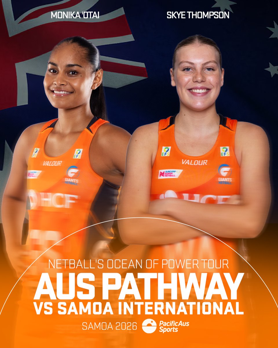 GIANTS_Netball's tweet photo. Next stop: Samoa 🇼🇸

Big congrats to Skye and Mon who are bound for Samoa next month as part of the Ocean of Power Tour.

Read more at https://t.co/zsiEuDFhDl https://t.co/fzbgq8WgkE