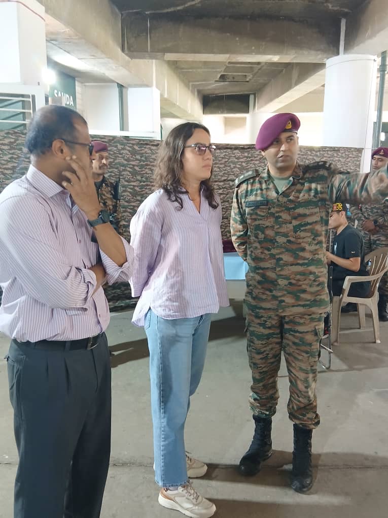 DDNewslive's tweet photo. Under #OperationAmistad, Venezuela's Deputy Minister for Asia, Middle East and Oceania at the Ministry of People's Power for Foreign Affairs, Andrea Corao Faria, visited the Indian Field Hospital and commended its dedicated efforts in treating and supporting victims of the recent earthquake. 

The visit reflects the growing humanitarian partnership between India and Venezuela during this time of crisis. 

@IndiaVenezuela