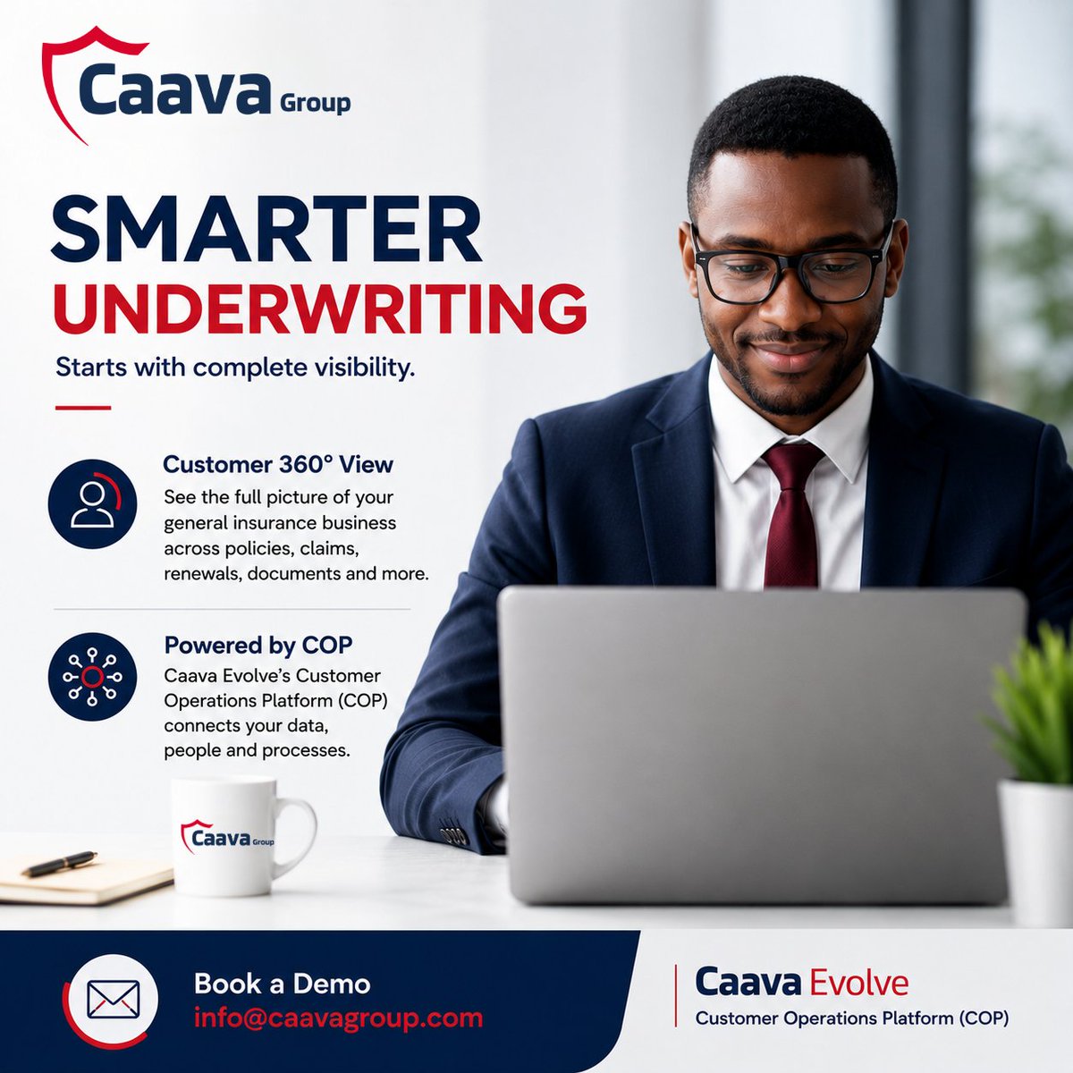 CaavaGroup's tweet photo. Are your underwriters making decisions with the full customer picture?

With Customer 360° in Caava Evolve's Customer Operations Platform (COP), underwriters can view policies, claims, renewals and documents in one place, enabling faster decisions and smarter risk assessment. https://t.co/ZNf5RFwAao