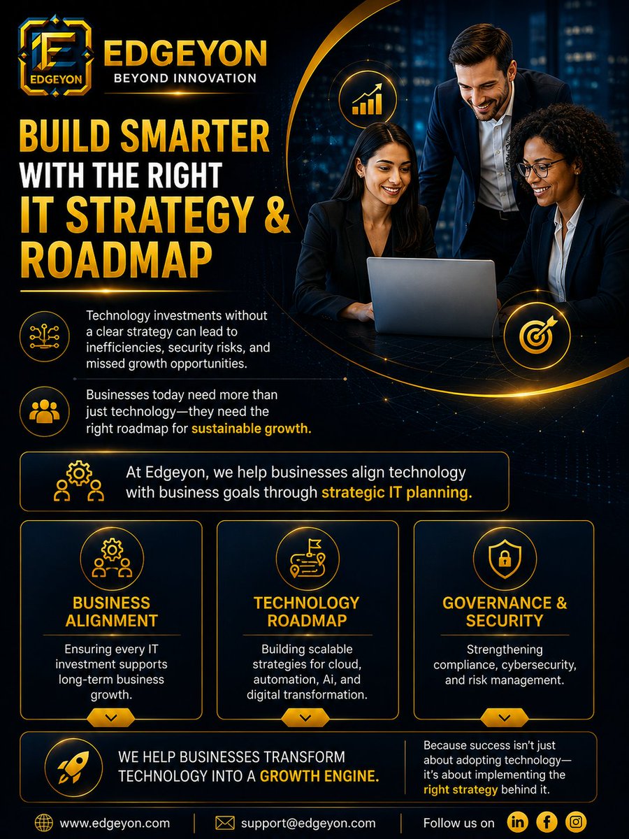 Trend__fusion's tweet photo. 🚀 Build Smarter with the Right IT Strategy &amp; Roadmap

At Edgeyon, we help businesses align technology with business goals through strategic IT planning.
🌐 https://t.co/qybApDuIrF
📧 support@edgeyon.com

#ITStrategy #DigitalTransformation #CloudComputing #CyberSecurity #Edgeyon https://t.co/zyvbrgUju2