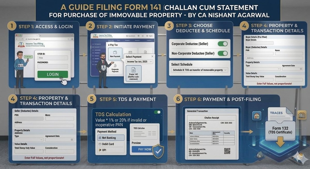 Nishant03012000's tweet photo. Bookmark this guide for a hassle-free transaction! 📌#IncomeTax #Form141 #RealEstateIndia #TaxCompliance #TDS https://t.co/aTO5qCreMa