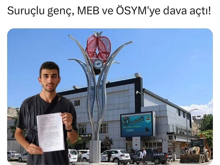 ogretmensitemiz's tweet photo. "BU DAVAYI KENDİM İÇİN DEĞİL, TÜM ÖĞRENCİLER İÇİN AÇTIM!"
Şanlıurfa'da yaşayan 20 yaşındaki Abdullah Güner, "Özel okullarda diploma notlarının şişirildiği ve bunun üniversite sınavında fırsat eşitliğini bozduğu" iddiasıyla MEB ve ÖSYM'ye dava açtı.
YKS yerleştirme puanını etkileyen Ortaöğretim Başarı Puanı (OBP) uygulamasının iptalini ve yürütmenin durdurulmasını talep eden Güner, olumsuz karar çıkması halinde Anayasa Mahkemesi'ne başvuracağını söyledi.