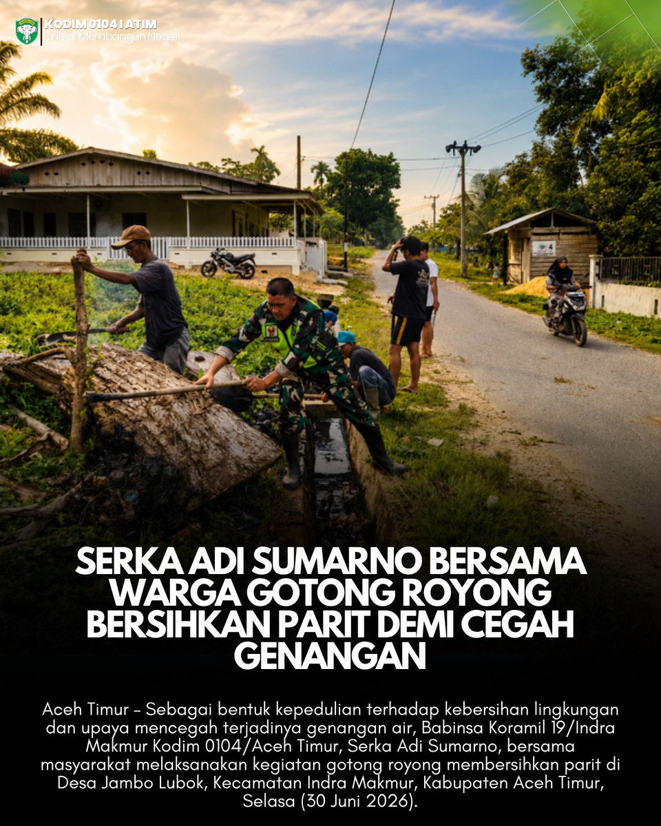 MediaCenter0104's tweet photo. Serka Adi Sumarno Bersama Warga Gotong Royong Bersihkan Parit Demi Cegah Genangan https://t.co/c1cO4Z0bG6