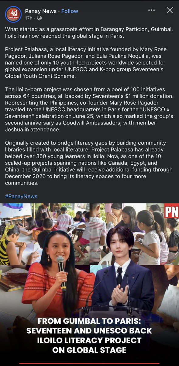 ako_si_yv's tweet photo. Project Palabasa (in Iloilo, PH) as one of the youth-led projects worldwide selected for global expansion under UNESCO and Seventeen’s Global Youth Grant Scheme. https://t.co/6EcKgMZfzZ