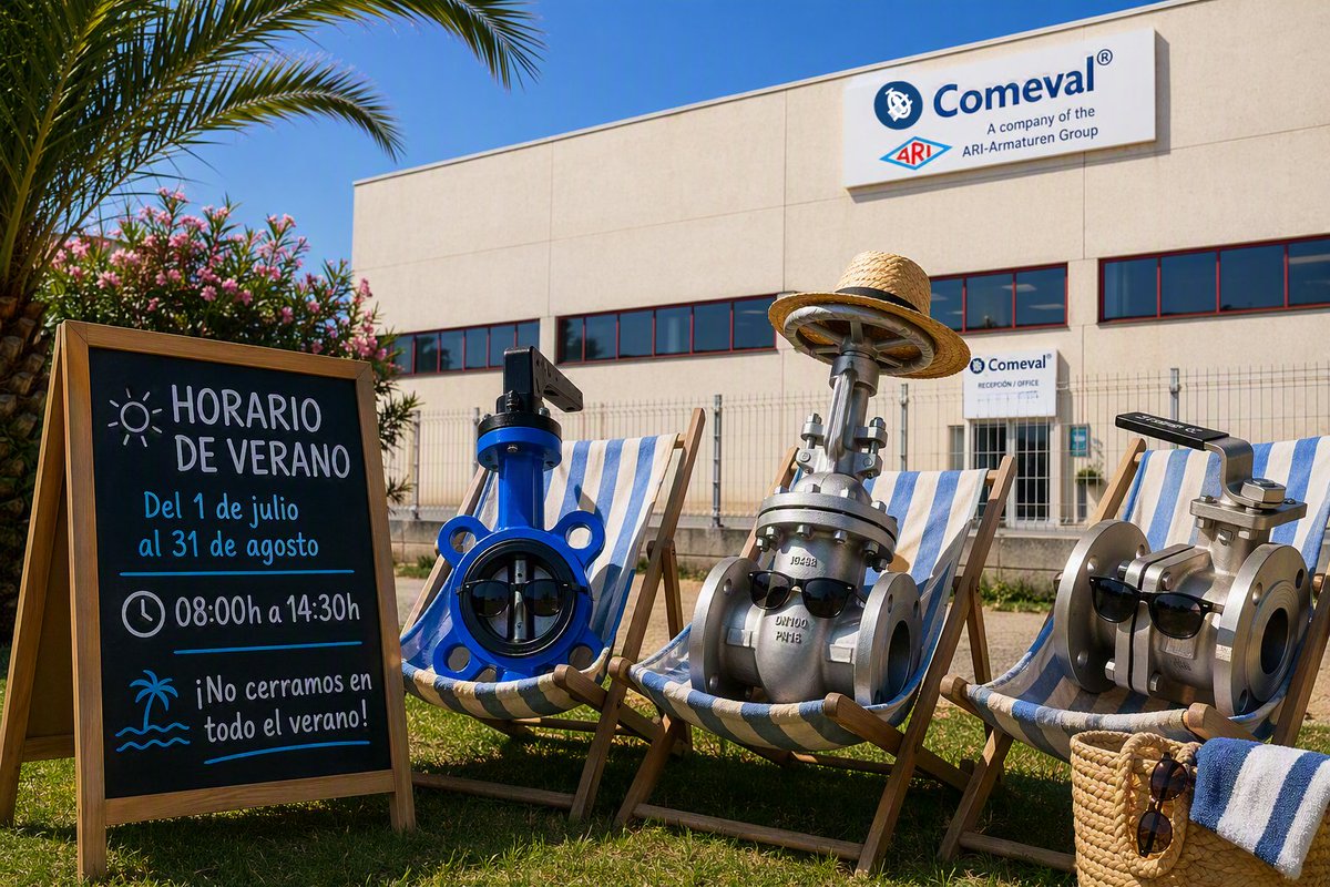 COMEVAL's tweet photo. ¡En @comevalvalvesystems no paramos en todo el verano!

Como cada año, a partir del próximo 𝟏 𝐝𝐞 𝐣𝐮𝐥𝐢𝐨 𝐲 𝐡𝐚𝐬𝐭𝐚 𝐞𝐥 𝟑𝟏 𝐝𝐞 𝐚𝐠𝐨𝐬𝐭𝐨, pasamos a nuestro horario de verano con jornada intensiva:
🕒 Horario de verano: 𝐝𝐞 𝟎𝟖:𝟎𝟎 𝐡 𝐚 𝟏𝟒:𝟑𝟎 𝐡. https://t.co/b2jlGSKfVG