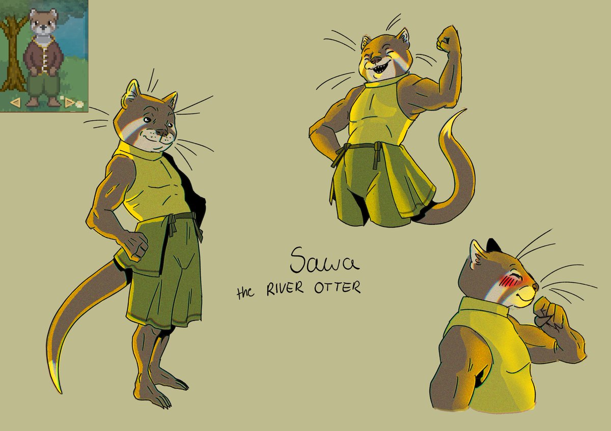 Catmancer_'s tweet photo. Sawa the River Otter #fantasyart  #traditionalart  #digitalart #antrocharacter https://t.co/4eSFg4RDIA