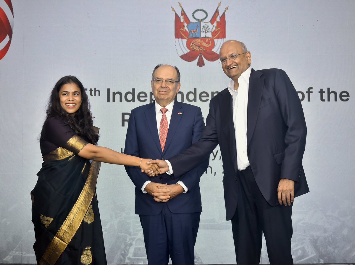 Keerthana4VNR's tweet photo. It was a privilege to join the celebrations marking the 205th Independence Day of the Republic of Peru yesterday.

I had the opportunity to interact with His Excellency Ambassador Javier Paulinich, Honorary Consul Mr. R. Dinesh, members of the Peruvian community and leaders from industry. Our conversations reaffirmed the immense potential to deepen the partnership between Peru and Tamil Nadu, particularly in manufacturing, critical minerals, clean energy and trade.

As India and Peru continue to strengthen their ties, Tamil Nadu remains committed to building enduring partnerships founded on trust, shared prosperity and innovation.

My heartfelt congratulations to the people of Peru on their National Day.