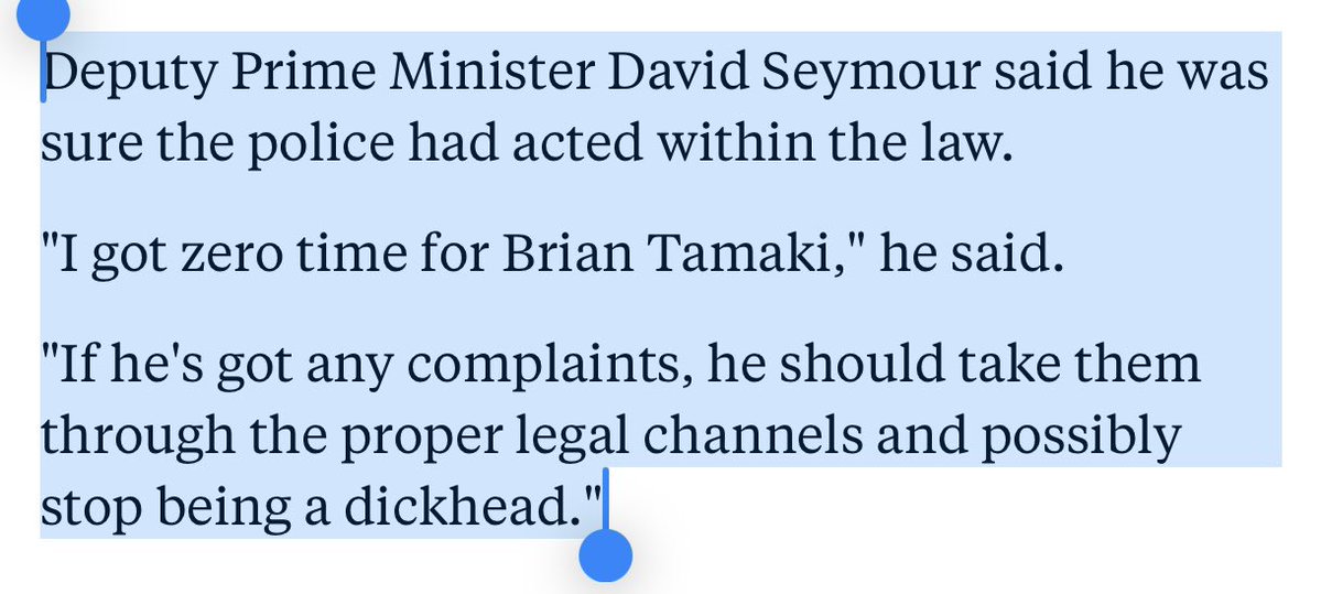 2ETEKA's tweet photo. 🚩David Seymour doubles down in a statement -  “I have a problem with Brian Tamaki, the police acted within the law, he should stop being a dickhead”

Same line he used to his own supoorters  refusing to get vaccinated. 

Wow. https://t.co/QQWCtVAnEk