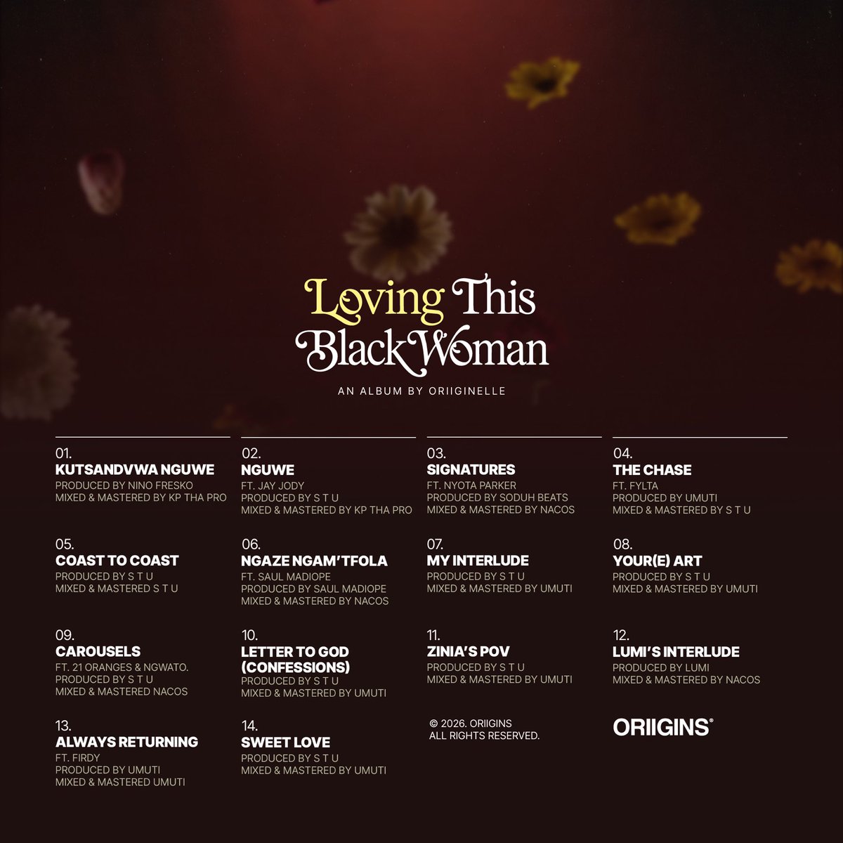 oriiginelle's tweet photo. Loving This Black Woman is OUT🥹

How to consume this body of work:
1. Listen in chronological order
2. Listen as you are doing something like commuting to work, school, cleaning or even cooking.
3. Minimum amount of listens is 3.
4. Enjoy🤍

https://t.co/riov6hG83H https://t.co/zk0JVI5r0x