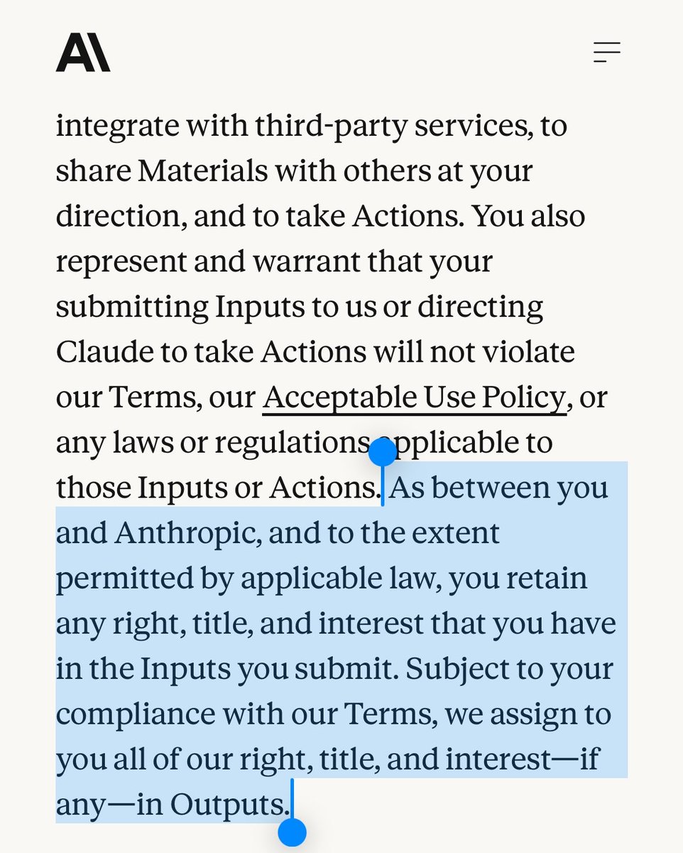 froyohunter's tweet photo. Anthropic has recently suspended large numbers of Claude accounts without specific explanations or meaningful review. Affected users report that data exports contain only their prompts, not Claude’s responses; new accounts cannot import old data, making complete conversation histories effectively unrecoverable.

That is not meaningful data portability. It is a one-sided system that lets the platform terminate access while withholding the complete record users helped create.

Even if Anthropic has contractual authority over A—account access—that does not give it control over B, C, D, and E: 
- users’ existing privacy rights, 
- data rights, 
- contractual interests,
- intellectual property, 
- and property interests.

Federal copyright law recognizes that human expression, editing, selection, arrangement, and modification in AI-assisted works may remain protected. Account suspension does not erase those accrued rights or turn users’ work, private communications, code, and research into Anthropic’s property.

Opaque enforcement, presumption of guilt, ineffective appeals, and denial of access to one’s own work violate basic principles of fair digital service and consumer protection.

Anthropic is a service provider—not the owner of everything users created, disclosed, or stored through its platform.

@AnthropicAI @CopyrightOffice
#AnthropicUserRightsViolation