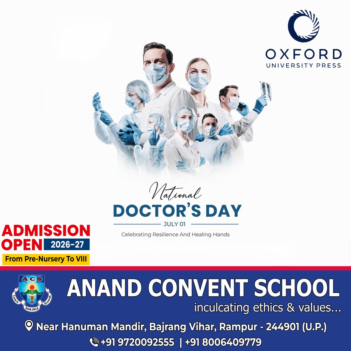 AnandConvent's tweet photo. "To the doctors who heal with not just medicine, but with kindness, patience, and a listening ear—thank you. You turn our most difficult days into turning points. Happy National Doctors' Day! 

🤍⚕️ #DoctorsDay #HealingHands #ThankYouDoctors #NationalDoctorsDay2026" https://t.co/AR3T1Gz73f