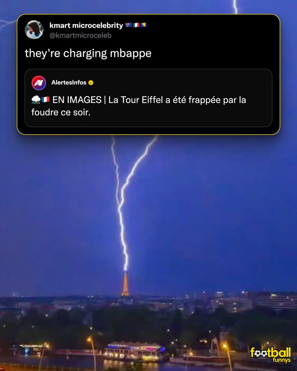 FootballFunnnys's tweet photo. France have began 'charging Mbappe' ahead of the World Cup knockouts... 😭 https://t.co/1uKwu0gSfA