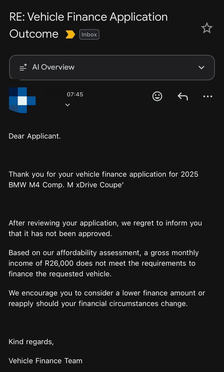 _ayanda_sengane's tweet photo. Not my application rejected after sending my payslip😂😂😂😂😂..

I had to take my chances, I'll come back stronger in 5 years😭😭 https://t.co/MtapkuJv5H