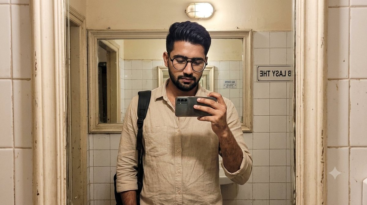 Realistic Indian Man Mirror Selfie
