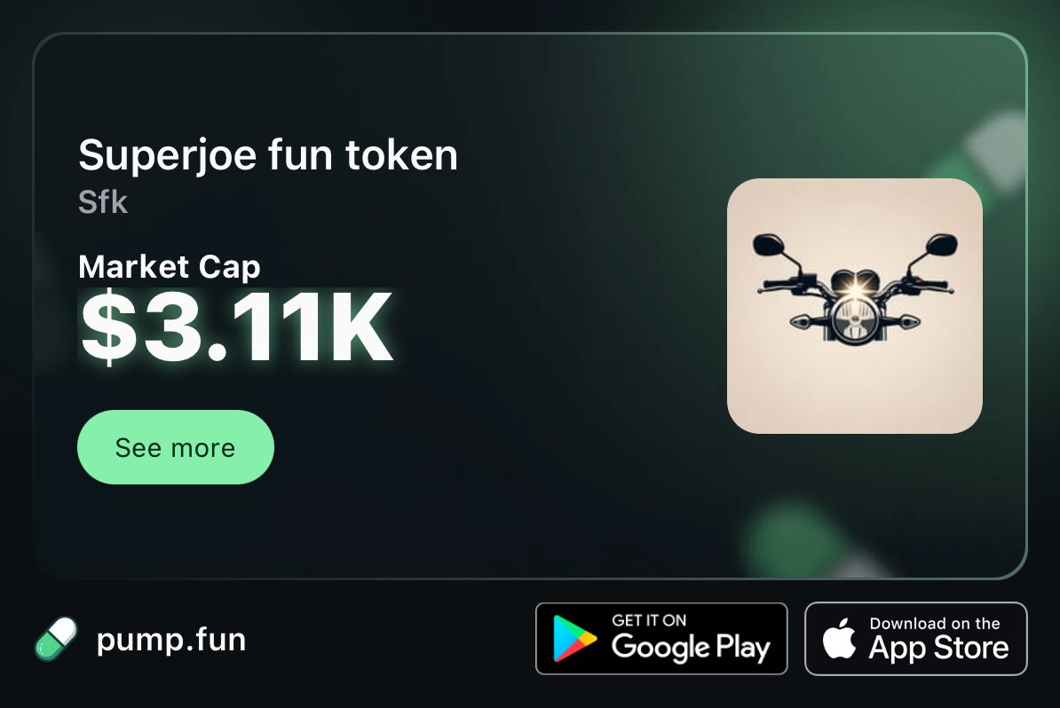 immacula8tt's tweet photo. $SFK is the official SuperJoe Fun Token. 🛵🔥

A meme token with a real vision.

We’re building the SuperJoe app, where we aim to integrate $SFK for deliveries, bill payments, and seamless Naira on/off-ramp.

We’re building first, delivering next.

Join the movement. #SuperJoe #MemeCoin #Web3 #Nigeria
