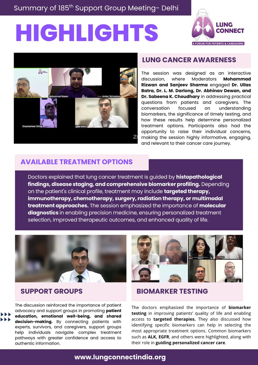 LungConnectIN's tweet photo. Highlights of our 185th Support Group Meeting Delhi Chapter
Watch Now-https://t.co/mXrr8pAzvK
#LungConnectIndia #BiomarkerTesting #LungCancerBiomarkers #PrecisionMedicine #PrecisionOncology #PersonalizedTreatment #TargetedTherapy #MolecularDiagnostics #CompanionDiagnostics #NGSTesting #EGFR #ALK #ROS1 #KRAS #METEx14 #RETFusion #NTRKFusion #LungCancerAwareness #ThoracicOncology #MedicalOncology #CancerEducation #PatientEducation #KnowYourBiomarkers #CancerCare #RGCIRC #patientadvocacy