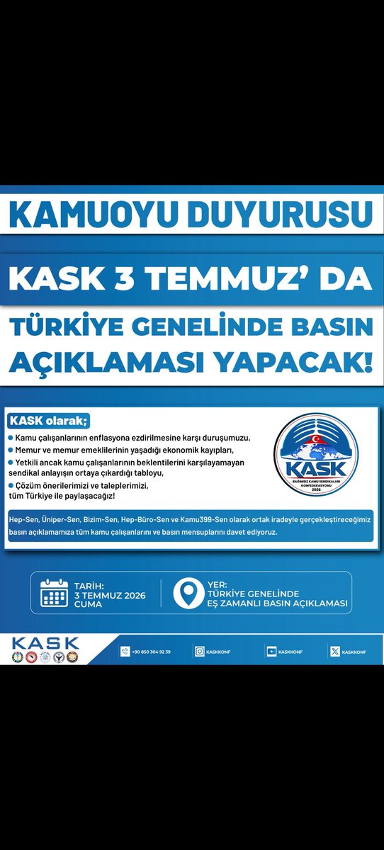 erginergn1's tweet photo. Cuma günü KASK ( Bağımsız Kamu Sendikaları) Konfederasyonu olarak, bizlerde basın açıklaması yapacağız. İlimizdeki tüm sendika ve memurları bekleriz. Ayrıca ilimizin yerel madyasına burdan çağrıda bulunarak memurun hak mücadelesini destek vermelerini talep ediyoruz. @unipersen https://t.co/zKvltgTbx1