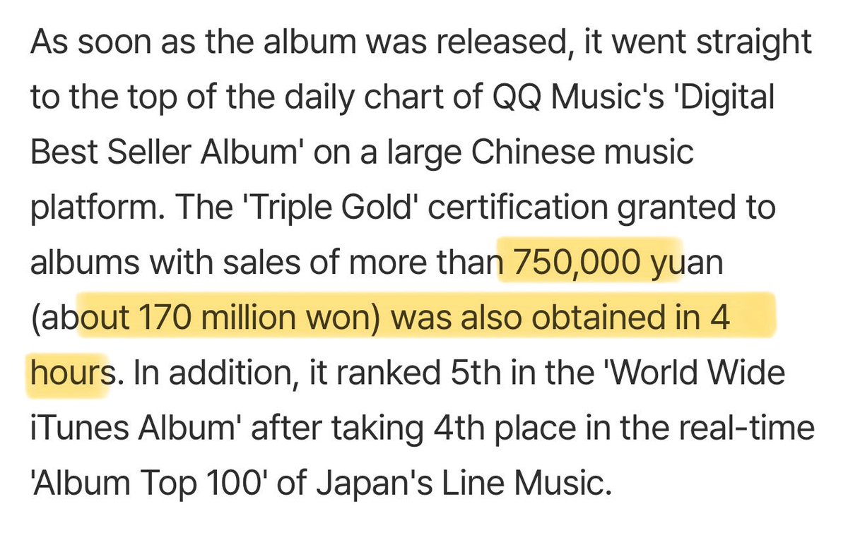 pastelmoonsky8's tweet photo. ‘triple gold’ certification in just 4 hours 🤯 

this certification is given to albums that surpass ¥750,000 in sales, around $110k or nearly 2 billion rupiah 😭😭 https://t.co/tTHBPFHr8T
