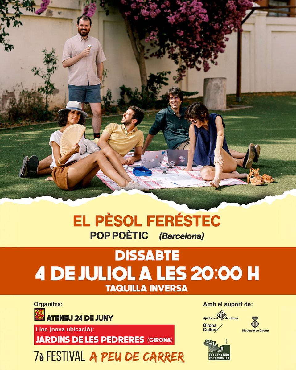 Ateneu24dejuny's tweet photo. 🌳 El pèsol feréstec celebra 20 anys de trajectòria a Girona presentant El roure l’aglà, un EP que fusiona pop, folk i rock amb poesia i literatura. Un directe tan festiu com emotiu. 🎶✨ https://t.co/fy8AfvXvtm