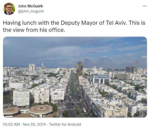 FennellyTom's tweet photo. @john_mcguirk But not as sickening as sitting with the Mayor of Tel Aviv while the UN are writing up reports of the slaughter of babies and children by the very people you idolise. https://t.co/ROccDjqqV8