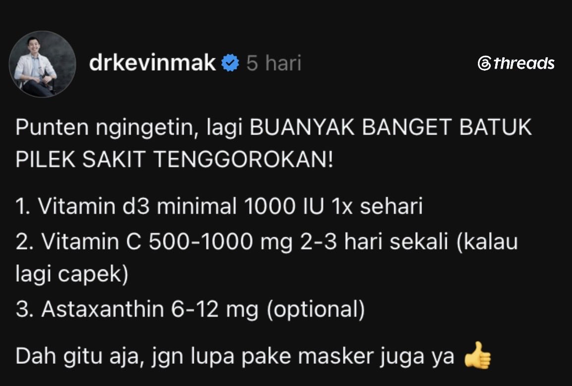 Will01ofc's tweet photo. Dari kemaren tenggorokan sakit buat nelen, trus kebetulan utas nya Dr. Kevin lewat di brandaku, makasih dok udah ngingetin😭✨ https://t.co/banMkoTYWI