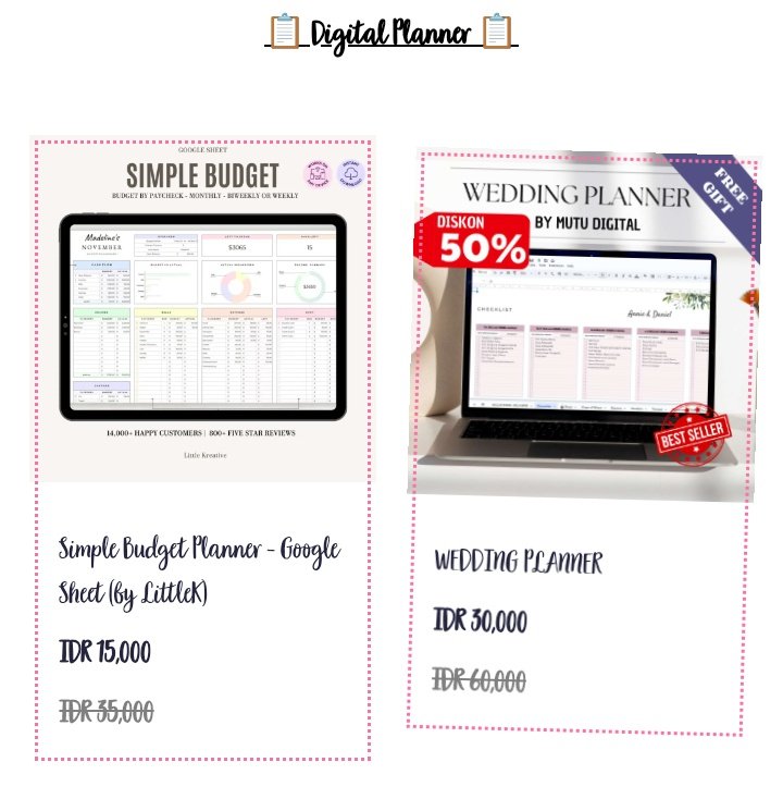 happyLife23_'s tweet photo. Haloooo!!
Buat kalian yg lagi cari Digital Planner, boleh banget cek disinii -> https://t.co/JlBhxsj7Bn

Butuh Budget Planner? Ada
Wedding Planner? Ada
Travel Planner? Udah pasti adaaa

Bikin kerjaan makin simple pake Digital Planner 😌✨ https://t.co/pXF361gI53