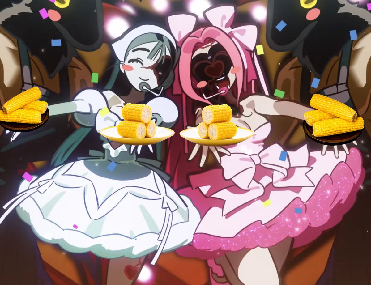 sorcerezhearts's tweet photo. I never realized they were holding so many plates of corn https://t.co/FjQfws0Y3z