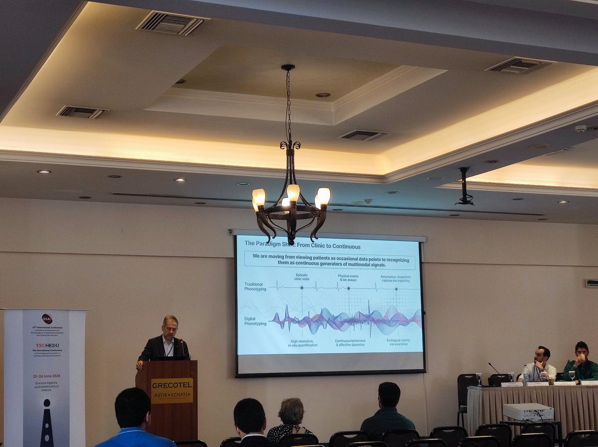 iprolepsis's tweet photo. Another @iprolepsis highlight from #DSAI2026:
Prof. Leontios Hadjileontiadis presented tri-project insights from @iprolepsis, @aiprognosis and REBECCA on multimodal digital phenotyping.
#DigitalBiomarkers #AIinHealth https://t.co/M2wFS9WSvf