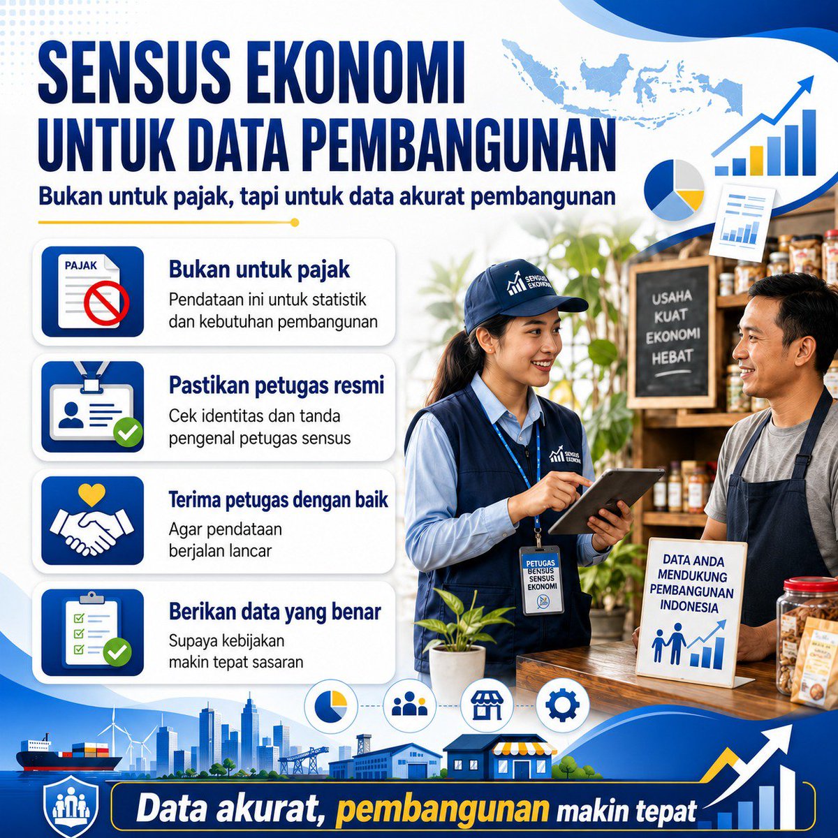 raspberroy's tweet photo. Jangan ragu, Sensus Ekonomi cuma buat nyari data pembangunan yang akurat, bukan buat pajak. Yuk sambut petugas resmi dan pastikan datanya benar, #DukungSensusEkonomi https://t.co/wTEcxx5D98