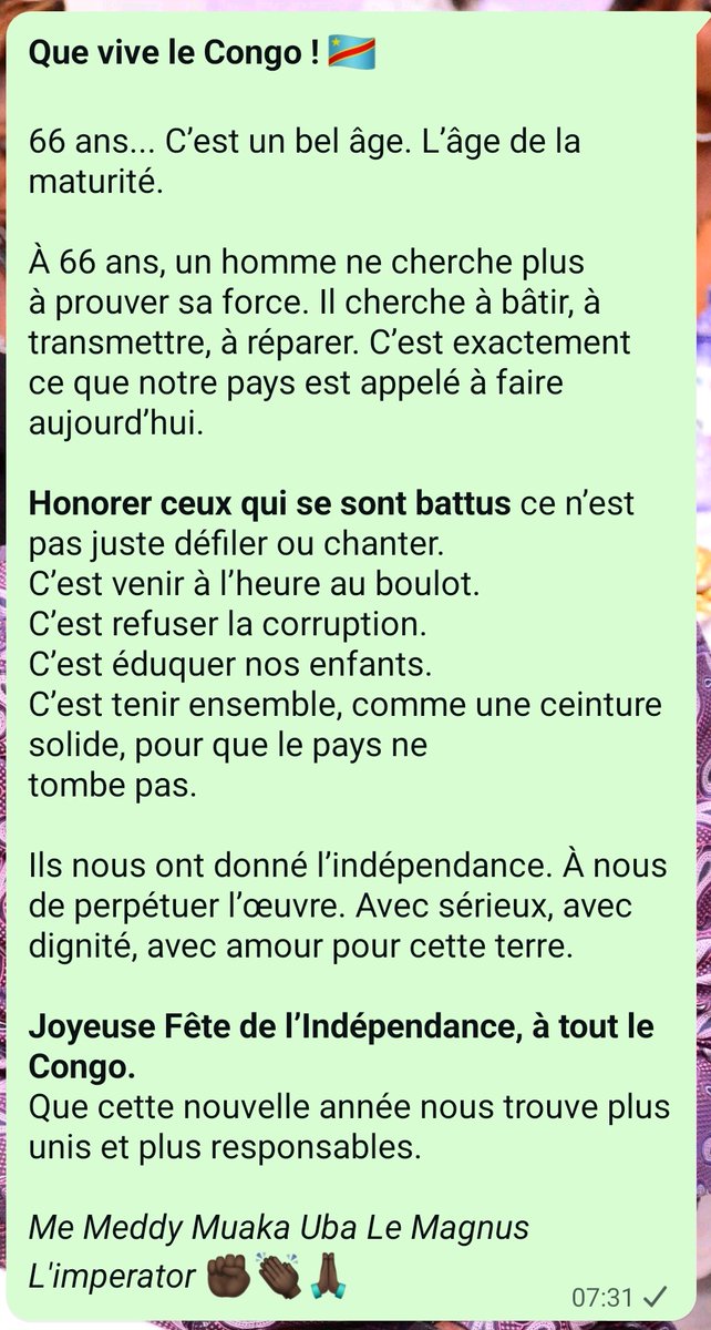 MeddyMichee's tweet photo. Que vive le Congo. @Presidence_RDC  @mbotecd @NkoyJoseph @StanysBujakera @IsralMutombo11 @AleshOfficiel @chauffeur243 @CyrilRamaphosa @KimKimuntu @thomas_luhaka https://t.co/LWWPqsM3q4