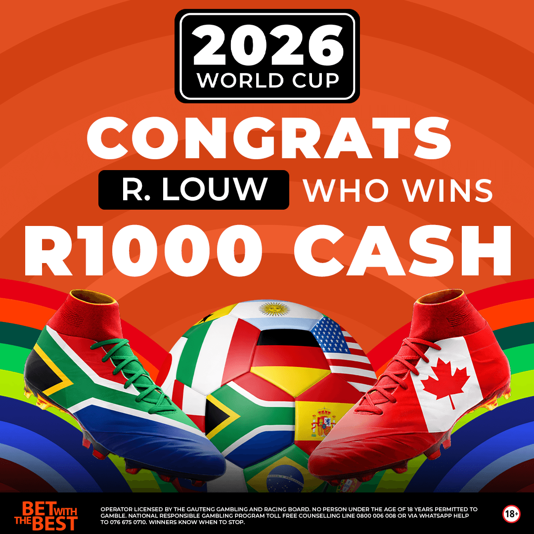 WorldSportsBet's tweet photo. Congrats R. LOUW
You are the winner of the Bafana vs Canada score predictor and have netted R1,000 CASH! π°
β βββββββ#WSB #ScorePredictor #WinnerAlert #BetWithTheBest https://t.co/FWCEqMeWvh