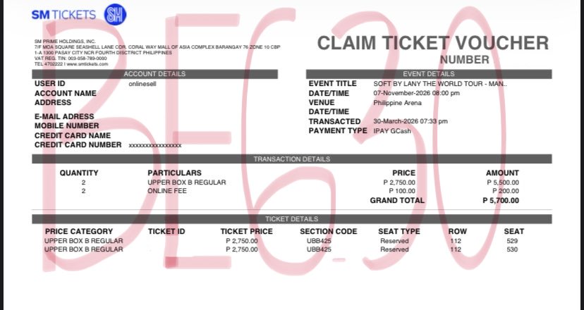 s_vit08's tweet photo. “SOFT” by LANY The World Tour
wts lfb

💗 November 7, 2026
💗 (2) UBB Regular Tickets
💗 ₱2,850 each ticket (w/ the online fee)
💗 not yet claimed (WE can claim it TOGETHER 🤗) https://t.co/CRAJG18YsC