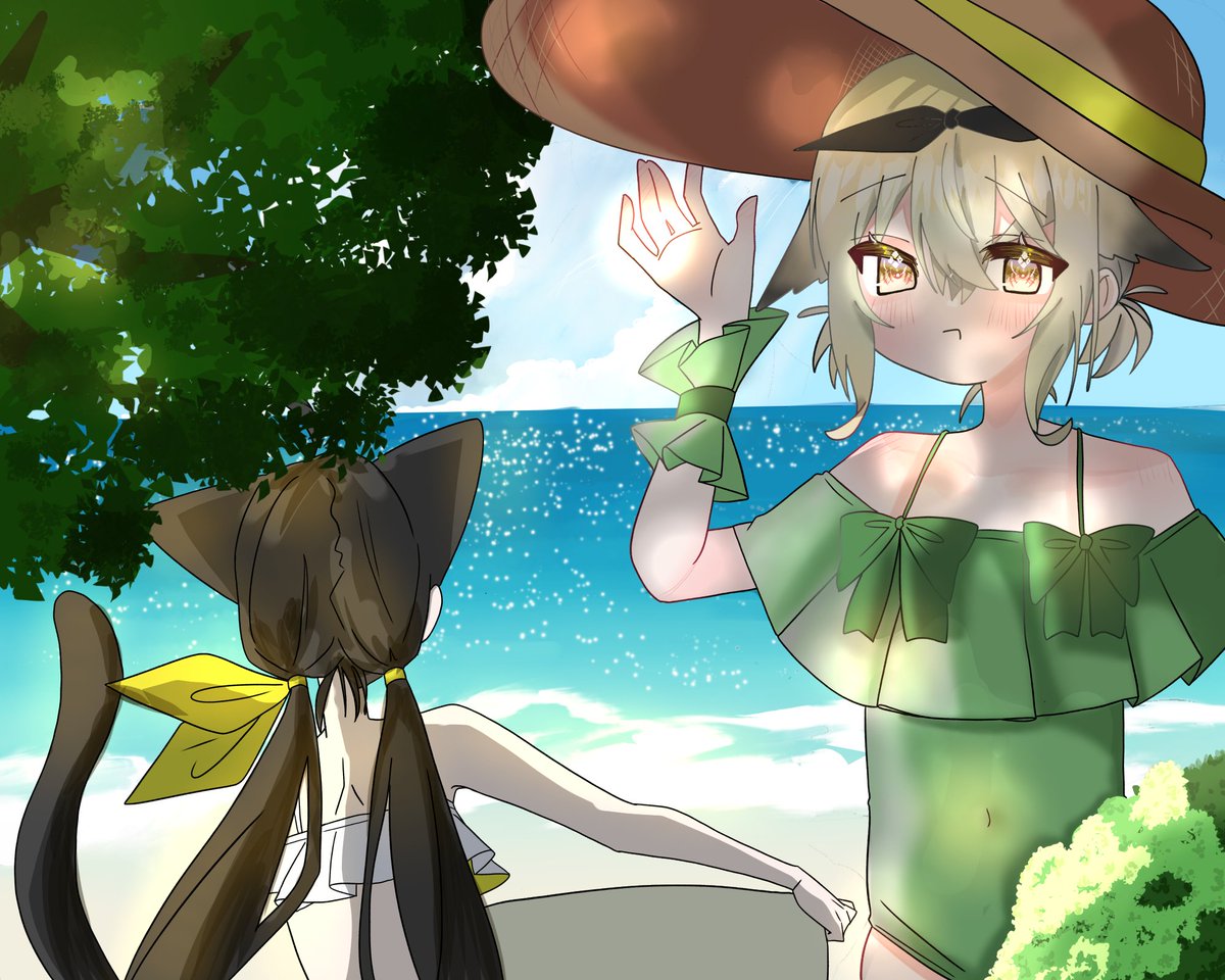 mon1266309's tweet photo. 夏といえば海！海といえば水着！
「へかか、一緒に遊ぼー？」

#リバリバイラスト https://t.co/4TyyOk6PrY